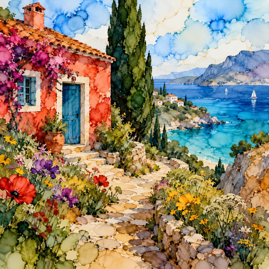 Alcohol Ink: Color flows and blooms