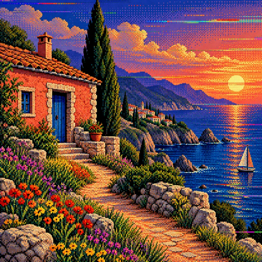 Amiga HAM Pixel Image: Rich color constrained by visible digital artifacts