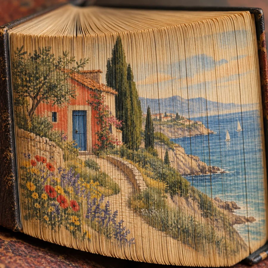 Book Fore-Edge Painting: A hidden scene across fanned page edges
