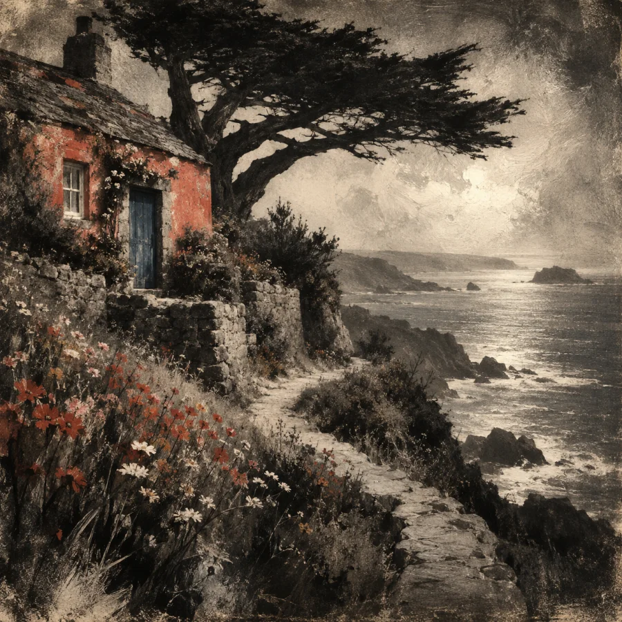 Bromoil Print: Brush-worked photographic shadows