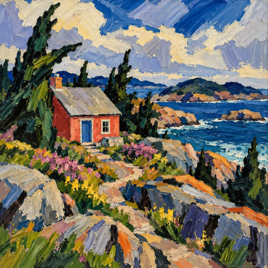 Canadian Group of Seven Landscape: Forceful terrain and rhythmic brushwork