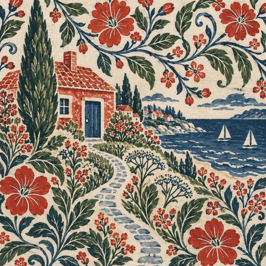 Chintz Painted Cotton: Luminous botanical color on pale cotton