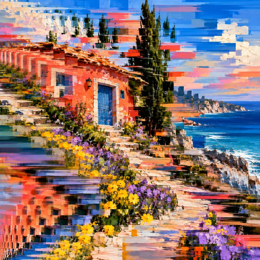 Datamosh Motion: Blocky temporal smears and residual frames