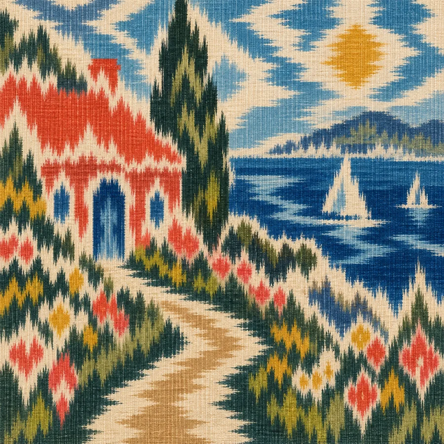 Ikat Weaving: Feathered color boundaries inside the weave