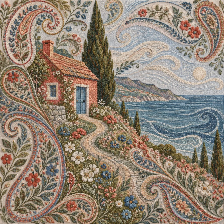 Kashmir Sozni Embroidery: Fine needlework in curling paisley fields