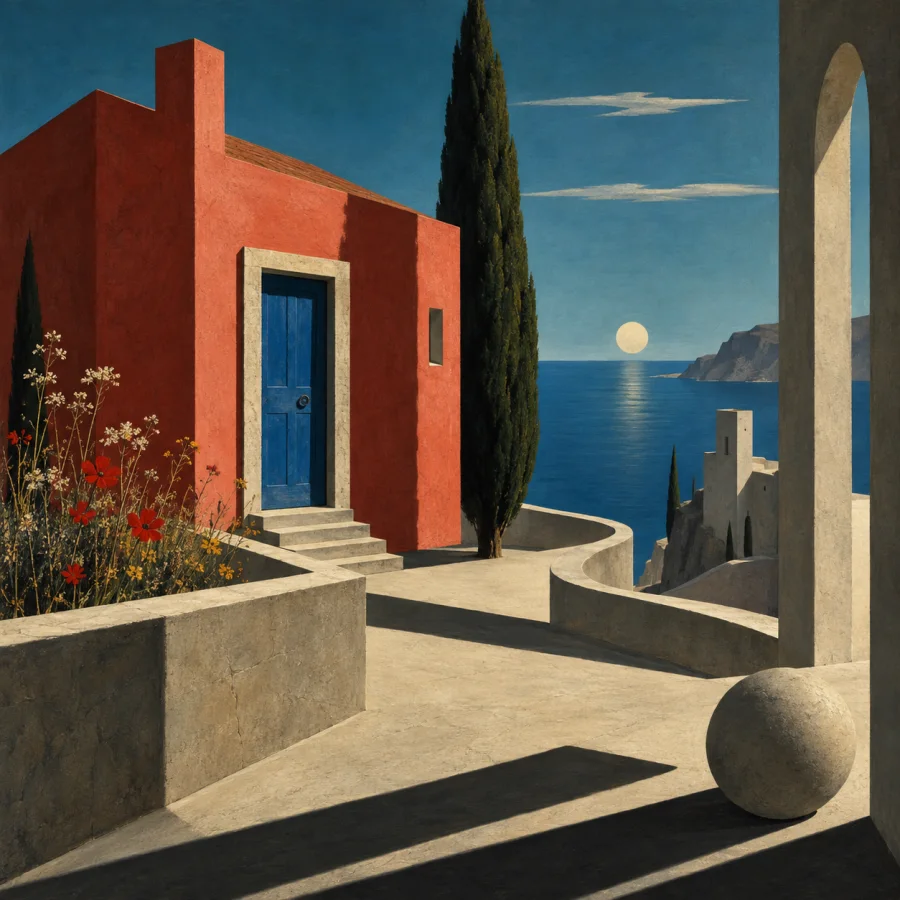 Metaphysical Painting: Empty plazas and enigmatic shadows