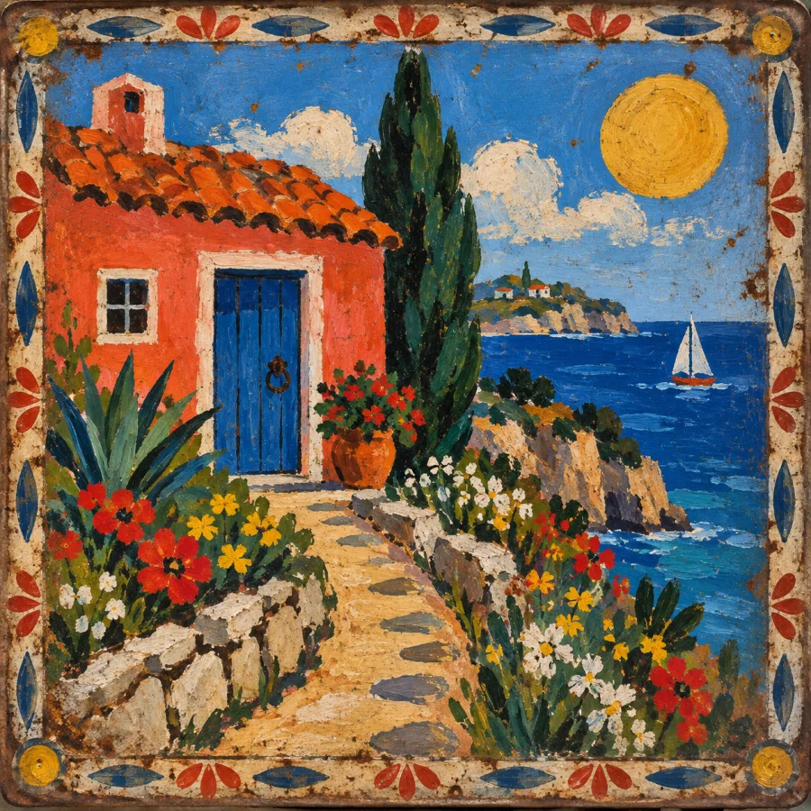 Mexican Retablo Painting: Intimate narrative on painted tin