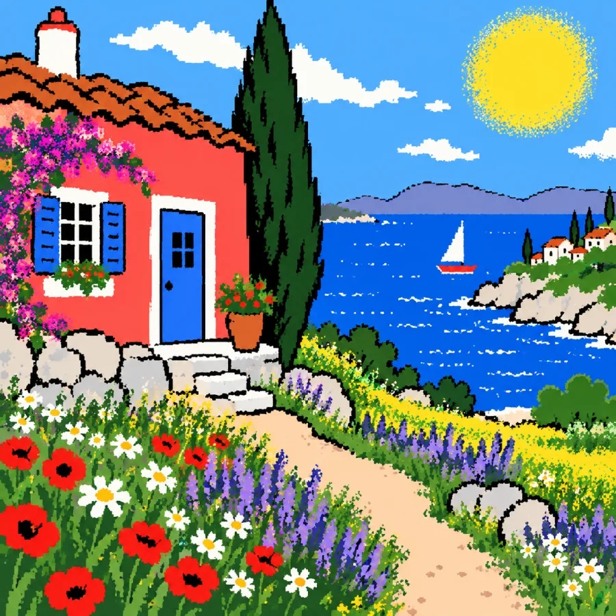 MS Paint Illustration: Mouse-drawn contours and uncompromising pixels