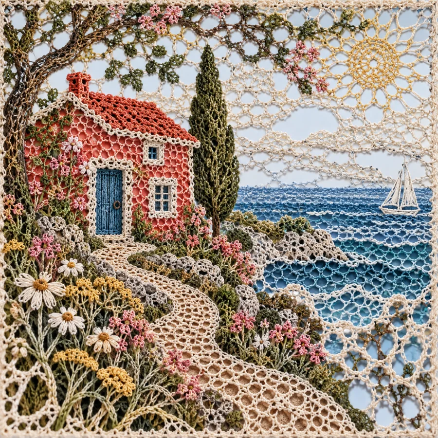 Needle Lace: Airy structures formed stitch by stitch