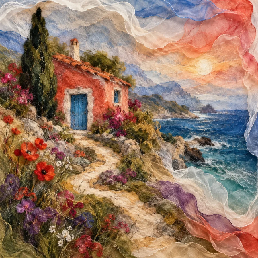 Nuno Felting: Wool fibers migrating through sheer cloth