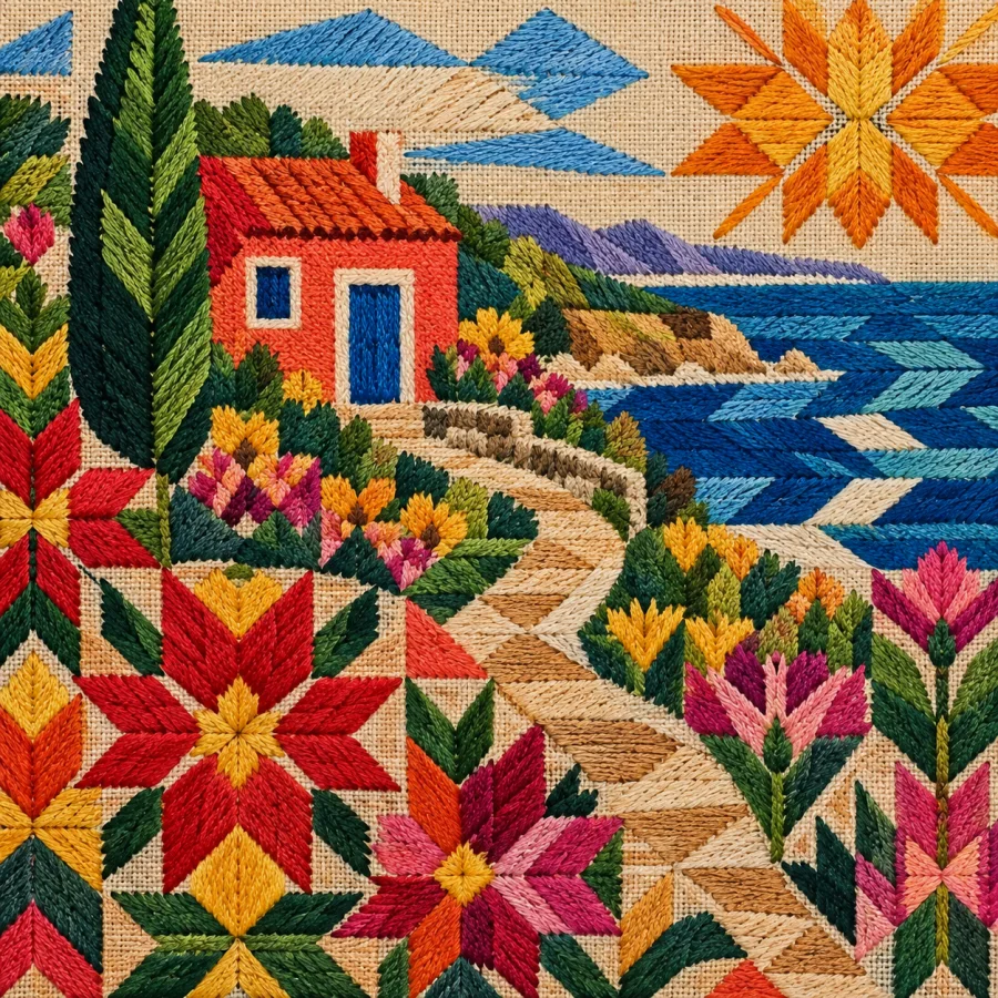Phulkari Embroidery: Silken geometric blossoms on coarse cloth