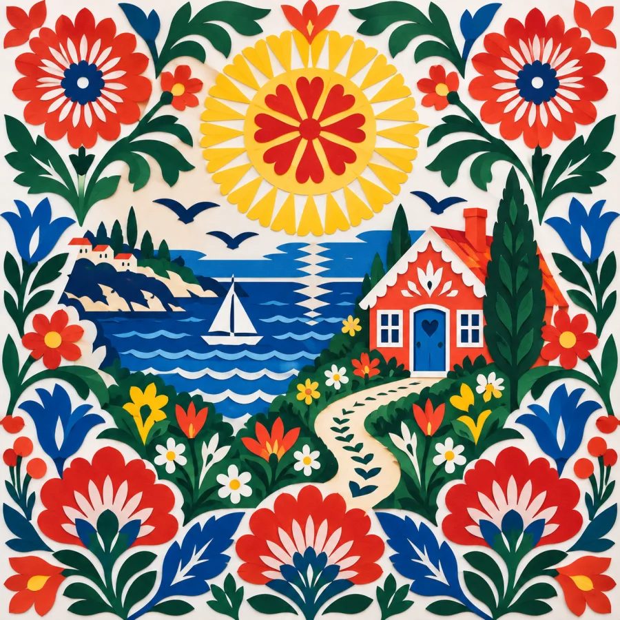 Polish Wycinanki: Symmetrical paper rosettes and layered color