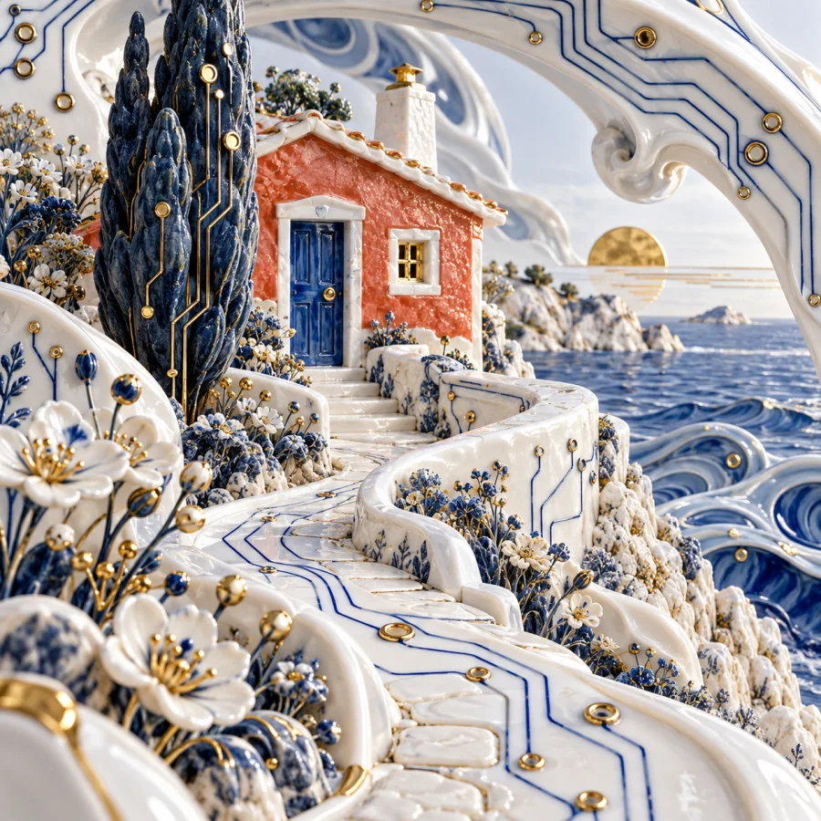 Porcelain Circuitry: An invented fusion of ceramics and electronic traces