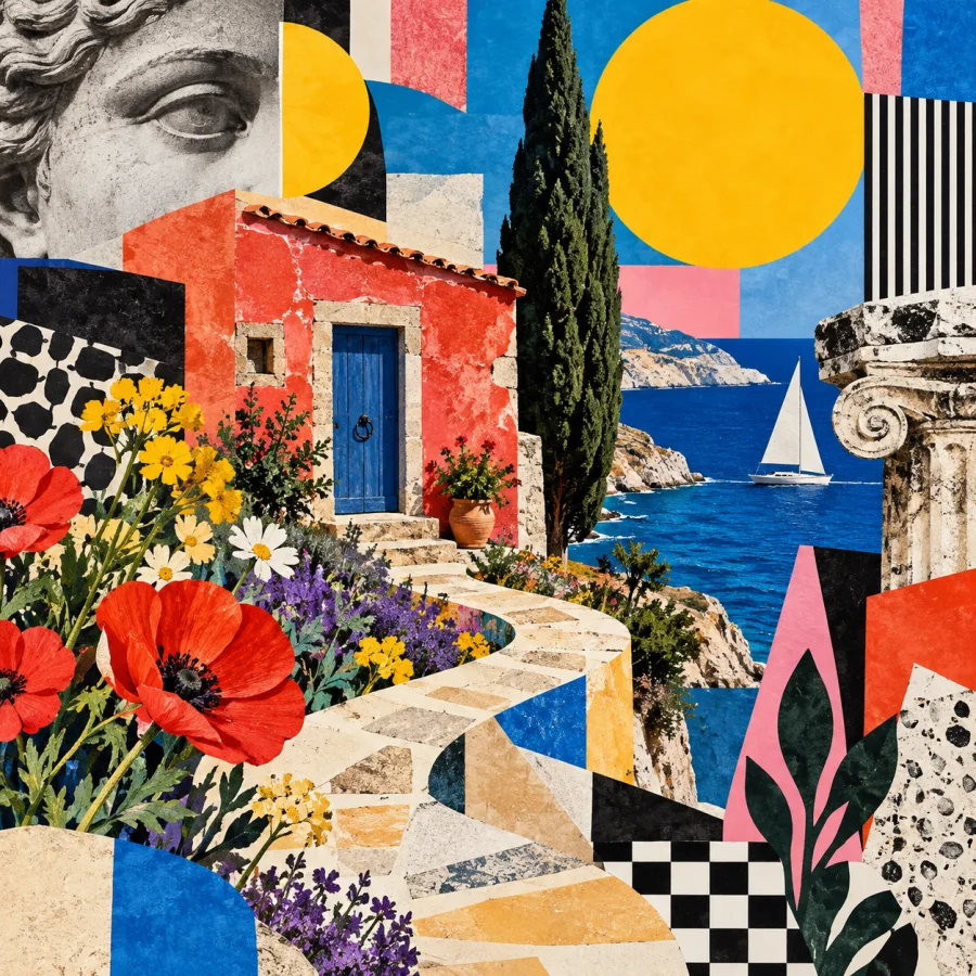 Postmodern Graphic Collage: Historical fragments in playful contradiction