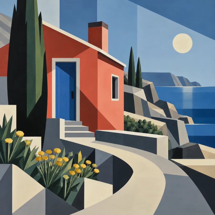 Precisionism: Crisp industrial planes and quiet structure