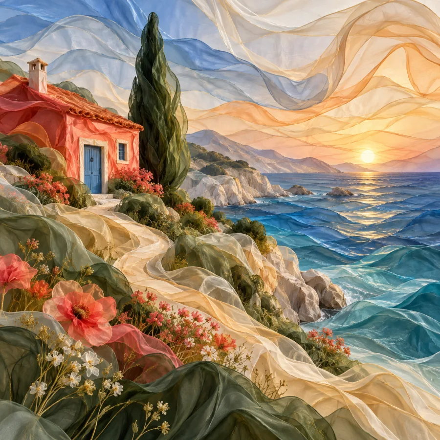 Silk Wind Topography: An invented landscape of wind-shaped fabric