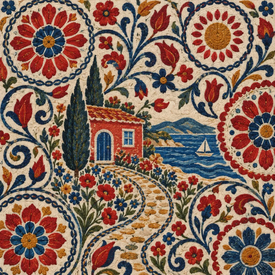 Suzani Embroidery: Radiant medallions and looping botanical vines