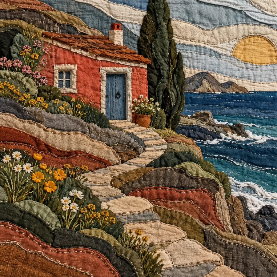 Tectonic Quilt: An invented textile landscape of shifting fabric plates
