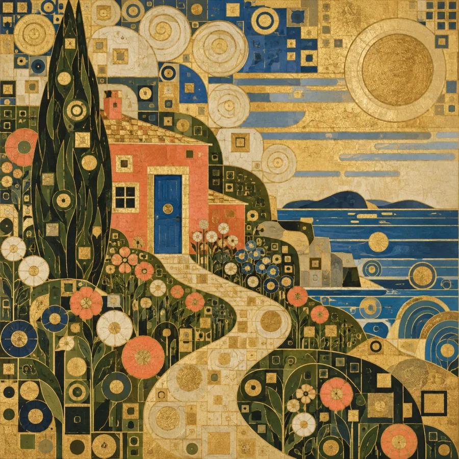 Vienna Secession Ornament: Geometric luxury and rhythmic gold fields