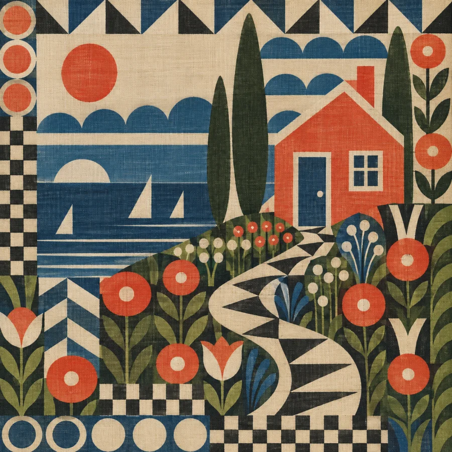 Wiener Werkstatte Textile: Modern geometric repeats with handmade character