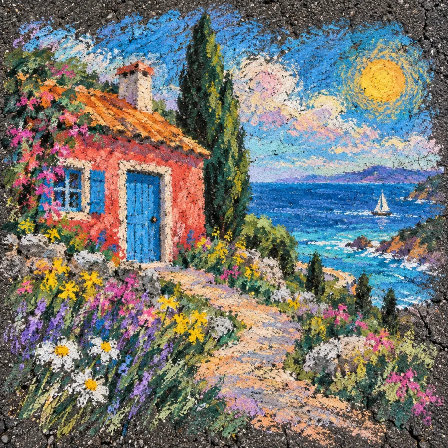 Pavement Chalk: A drawing made for the street