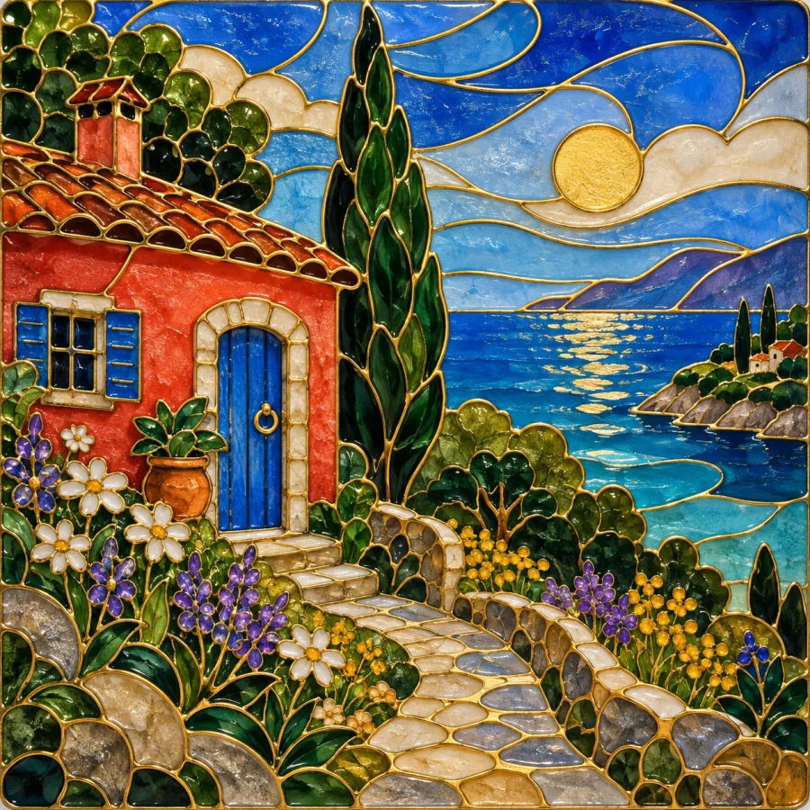 Cloisonne Enamel: Jewel colors divided by golden wire