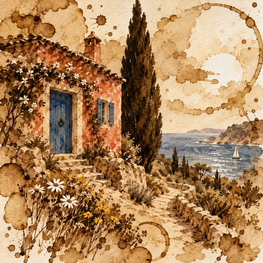 Coffee Painting: A picture brewed in brown