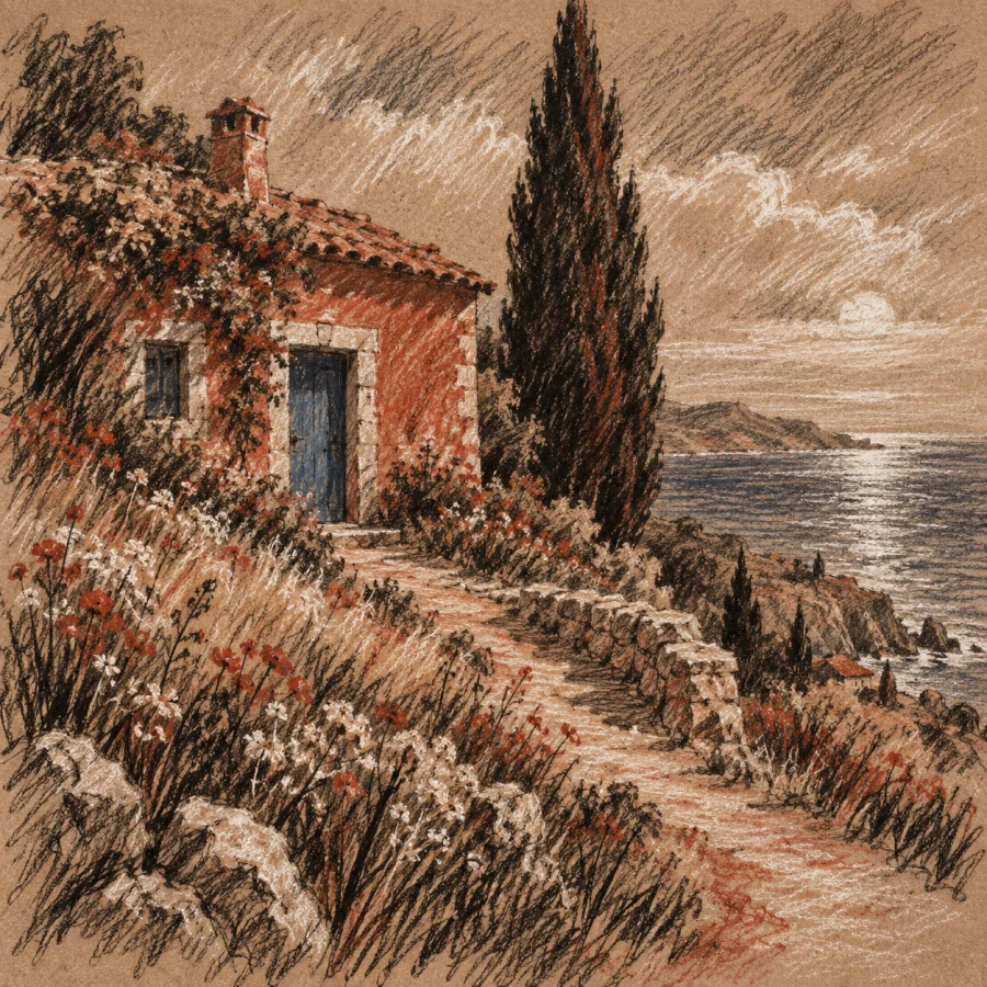Conte Crayon: Warm paper, three simple tones