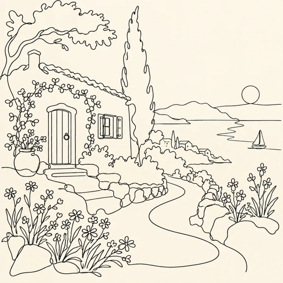 Continuous Line: One wandering line
