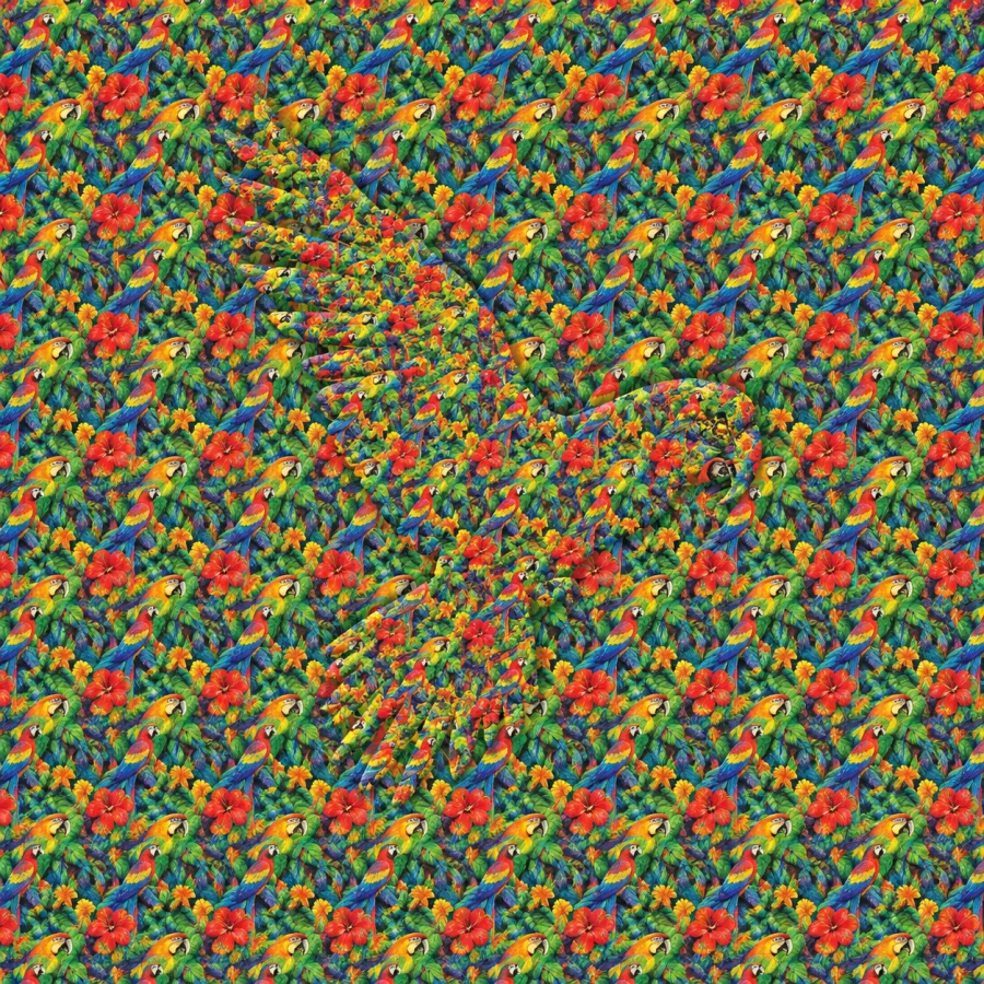 Autostereogram-Inspired Pattern: Dense repeated texture and subtle horizontal shifts inspired by hidden-depth stereograms.