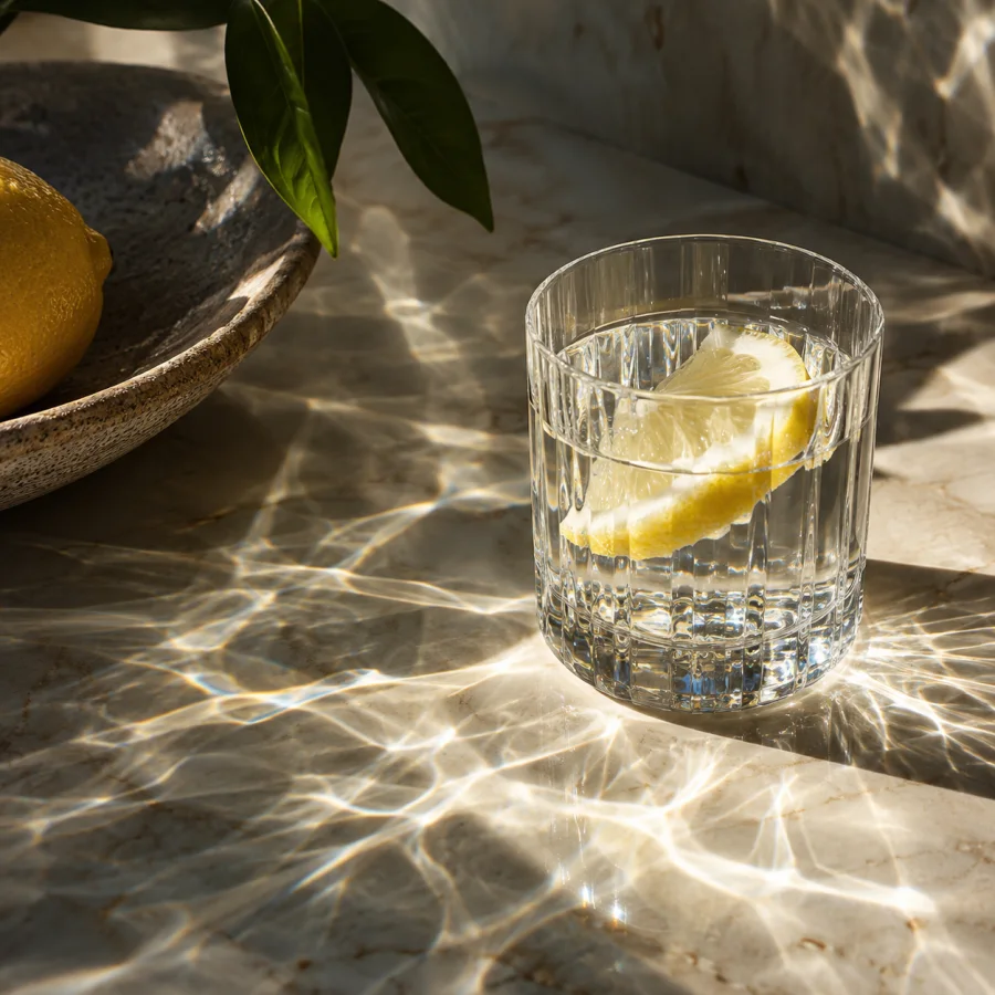 Caustic-Light Photography: Natural photographic subjects illuminated by concentrated refracted light patterns, bright wavering lines and fluid shadows.