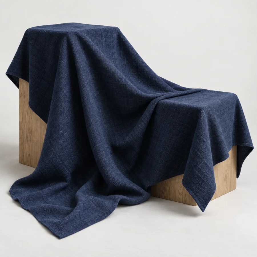 Cloth-Simulation Sculpture: Draped fabric shaped by tension and gravity, natural folds, stretched edges and richly modeled material weight.