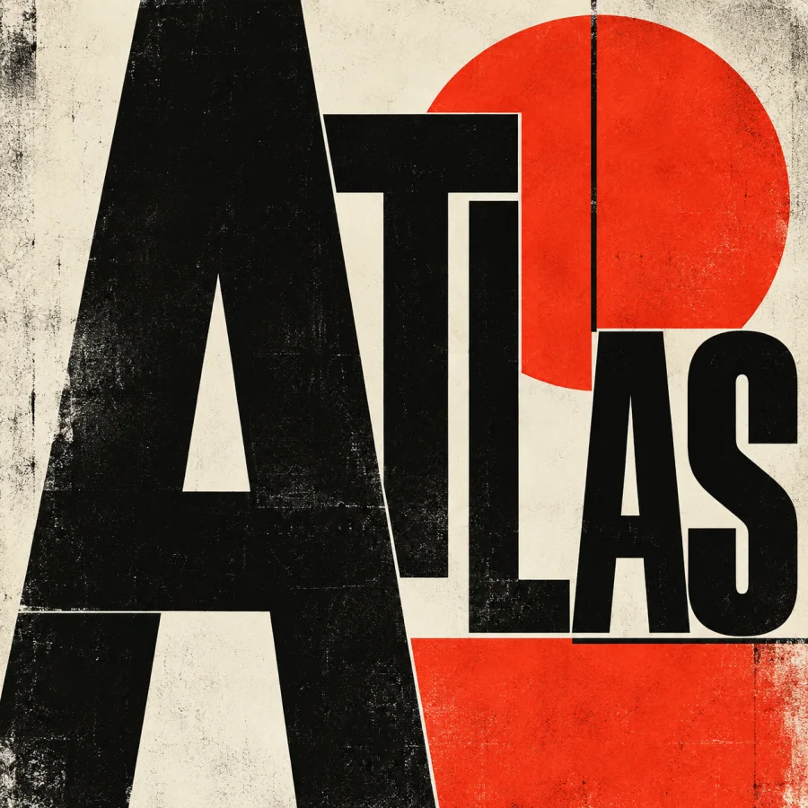 Grotesque Typographic Composition: Compact neutral sans-serif lettering, asymmetrical alignment and tightly controlled scale contrasts.