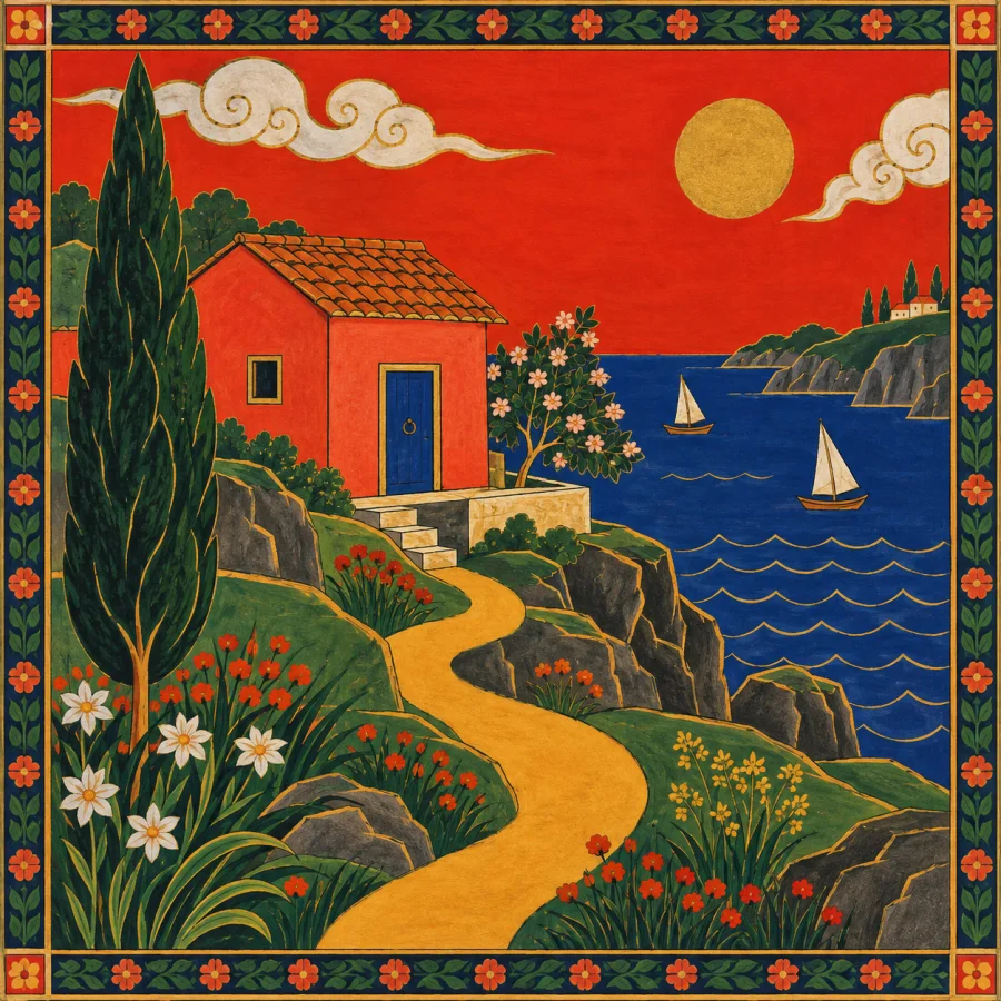 Basohli Painting: Intense color and forceful contours