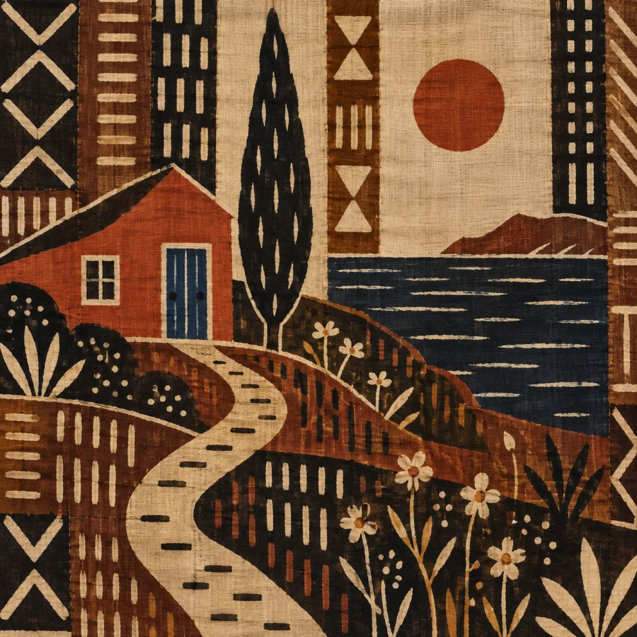 Bogolanfini: Earth-dark geometry on woven cotton