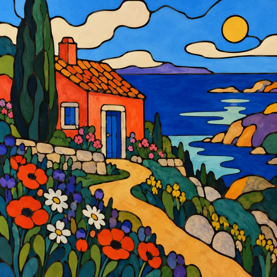 Cloisonnism: Bold outlines divide flat color