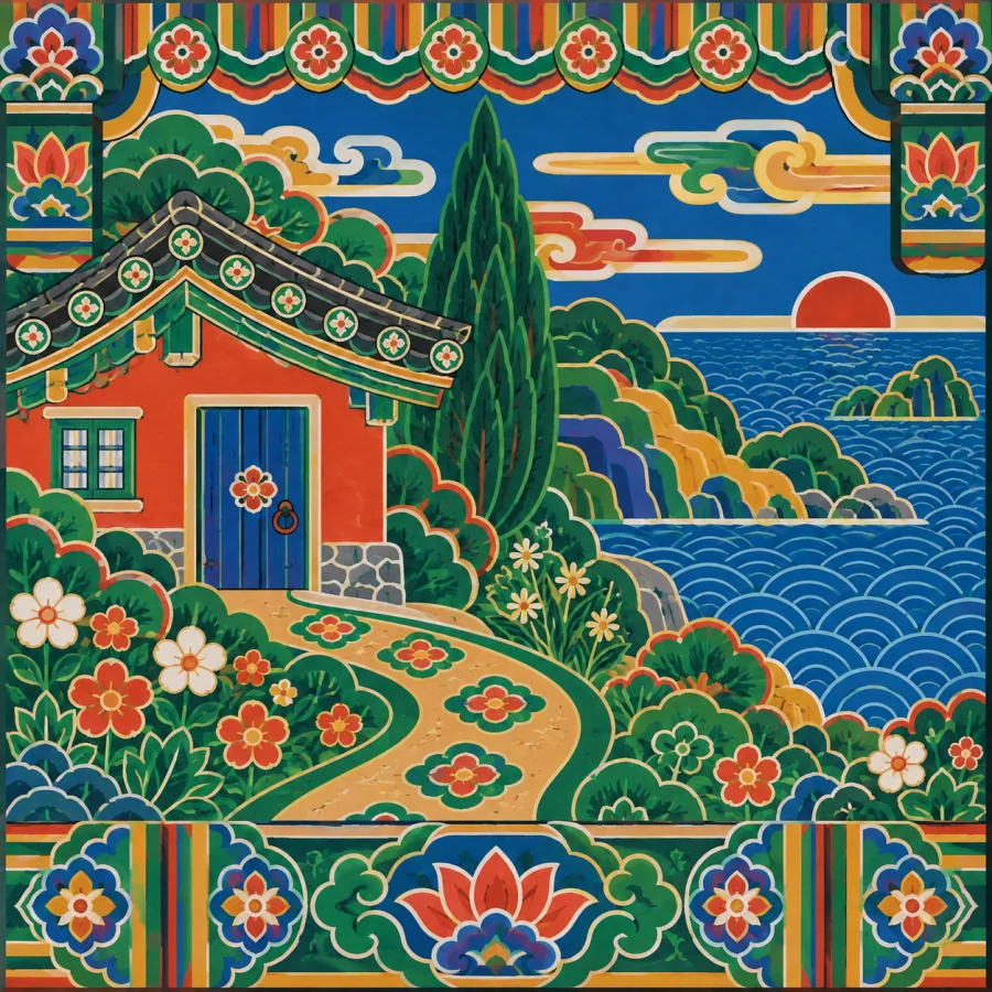 Dancheong Decoration: Brilliant color organized in rhythmic bands