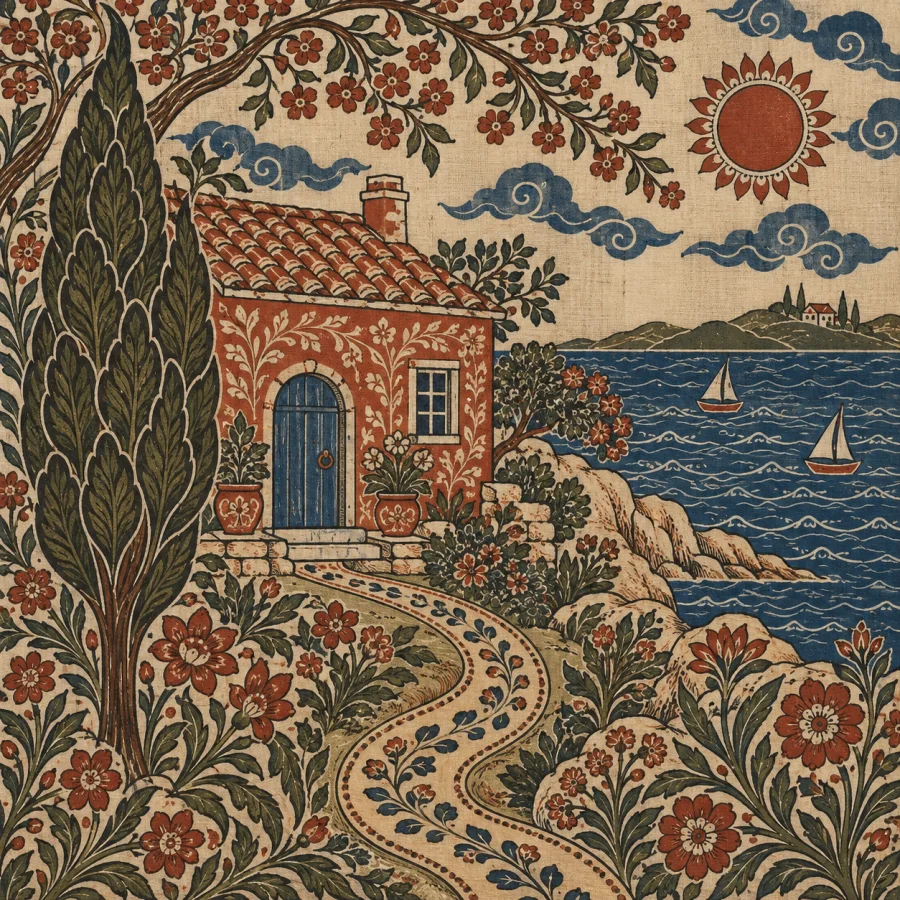 Kalamkari Drawing: Plant-colored lines on cotton