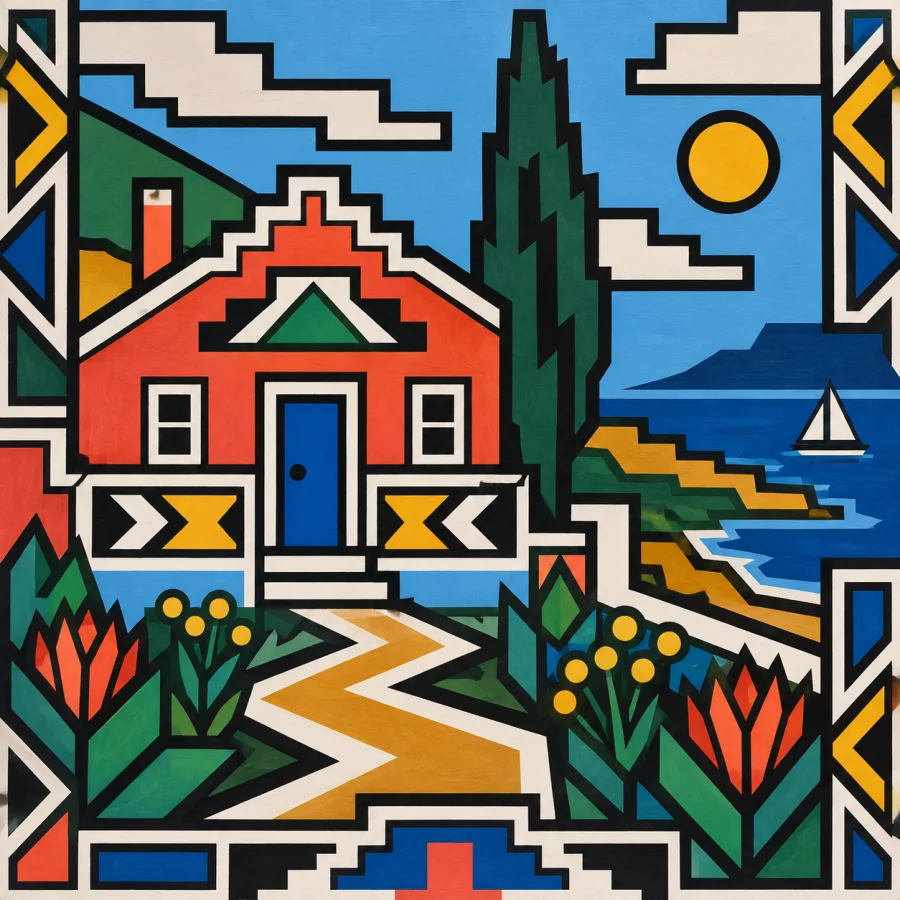 Ndebele Mural Geometry: Bold bands turn walls into paintings
