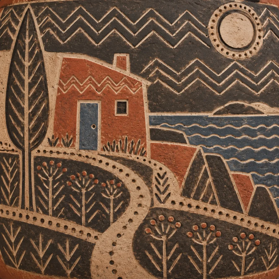 Neolithic Incised Pottery: Geometry pressed into earthen clay