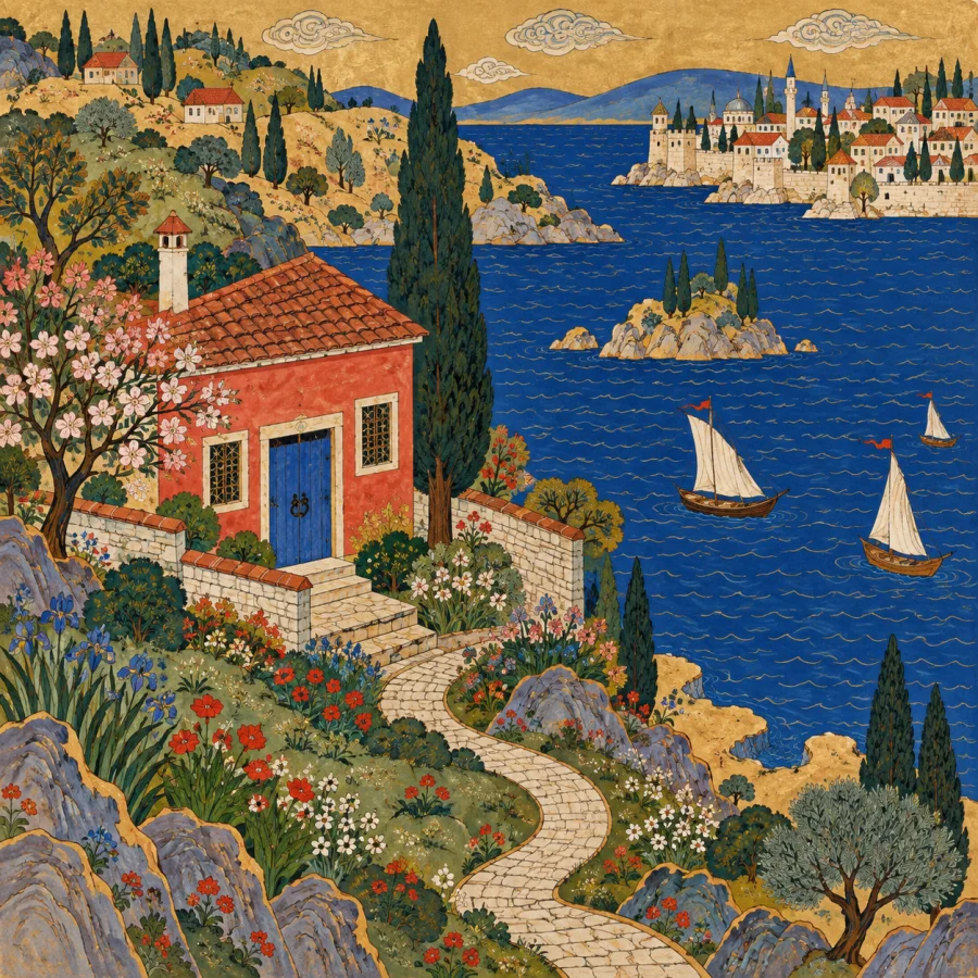 Ottoman City Miniature: Buildings mapped in a colorful panorama