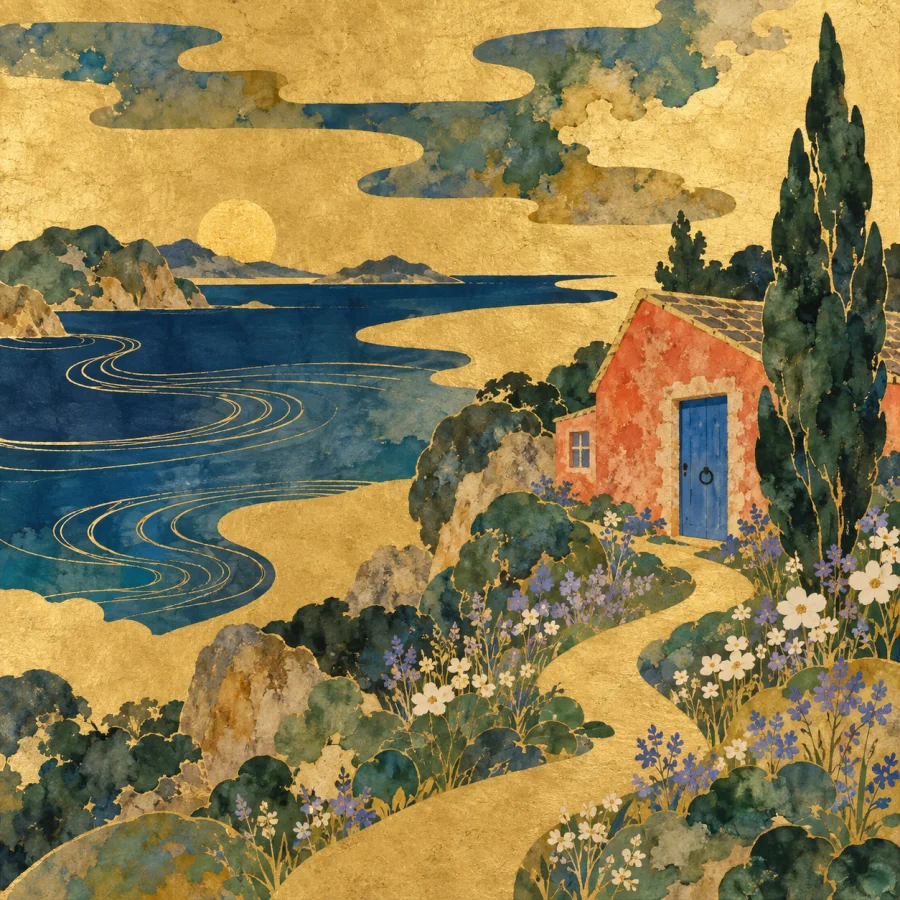 Rinpa Tarashikomi: Color pools softly inside bold forms