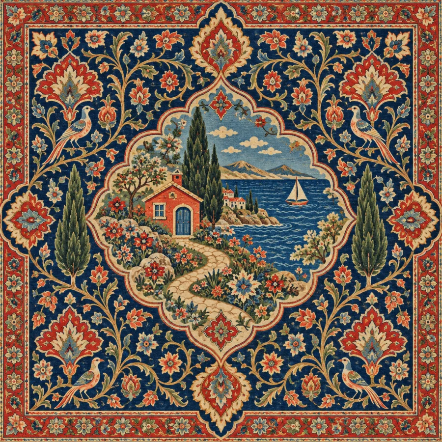 Safavid Carpet Design: A garden organized in woven symmetry