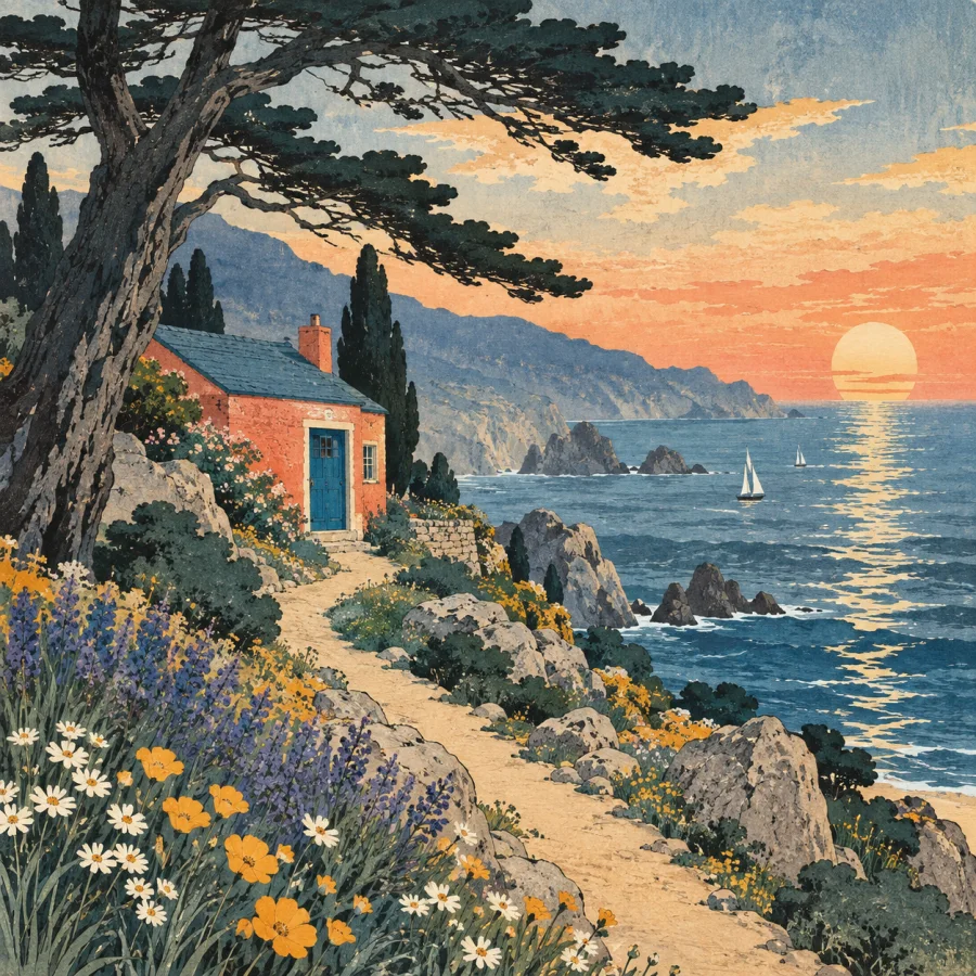 Shin Hanga: Atmospheric light in a woodblock landscape