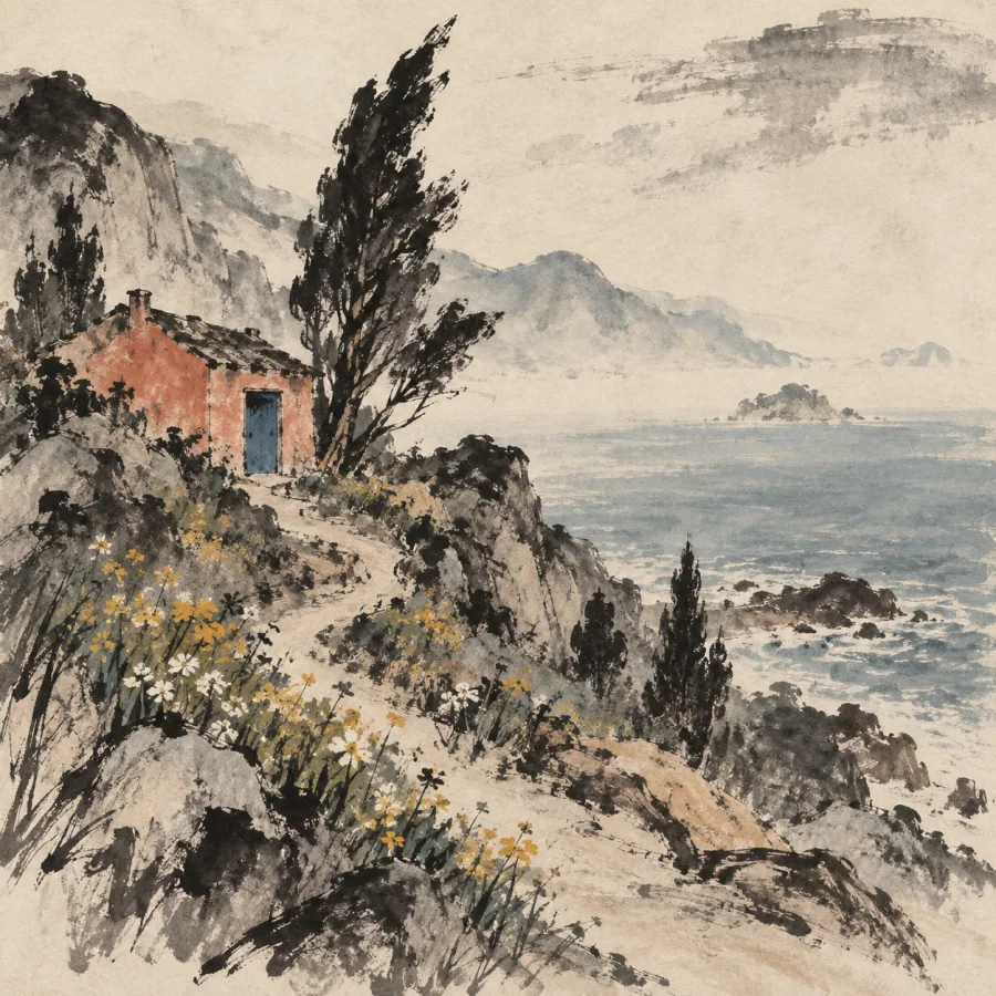Yuan Literati Landscape: Calligraphic marks become terrain