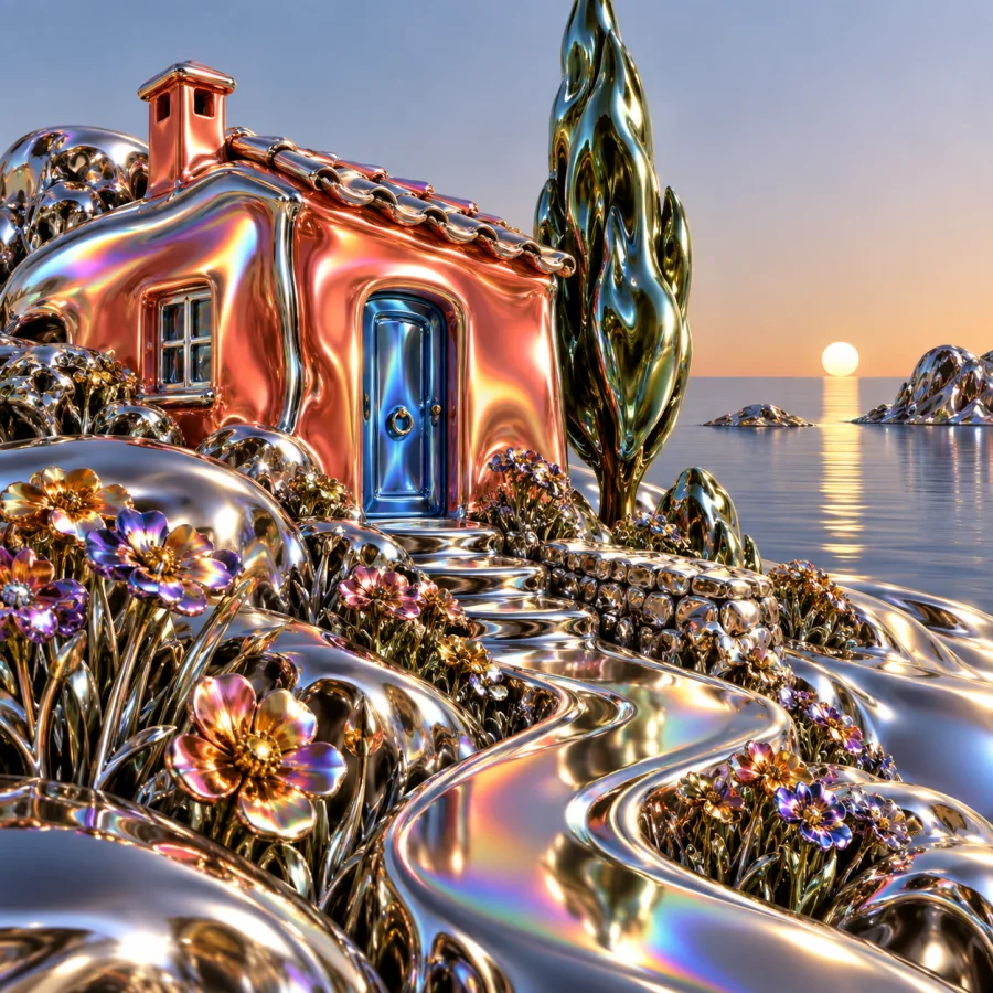 Iridescent Chrome: A liquid mirror in impossible colors