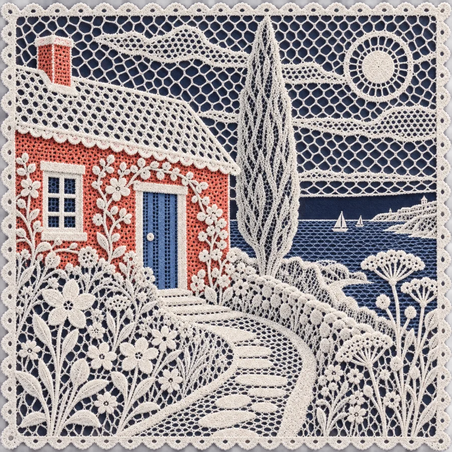 Cutwork Lace: A picture made of holes and thread