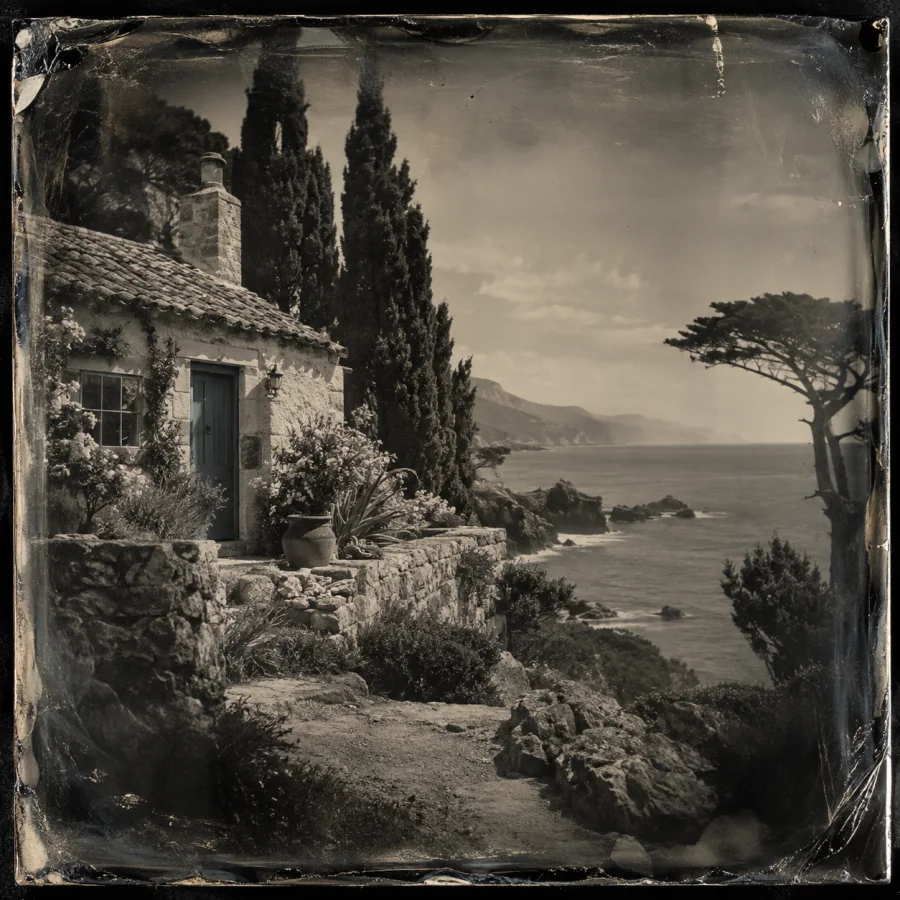 Ambrotype: A delicate glass image against darkness