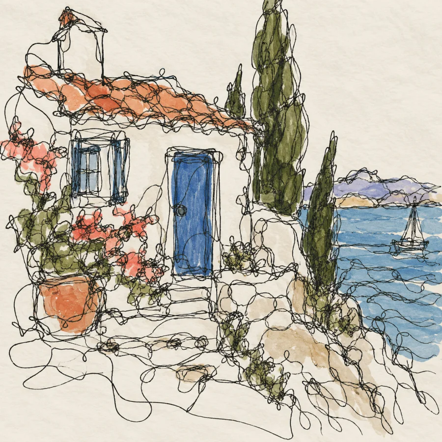 Blind Contour Drawing: Uncorrected observation in wandering line