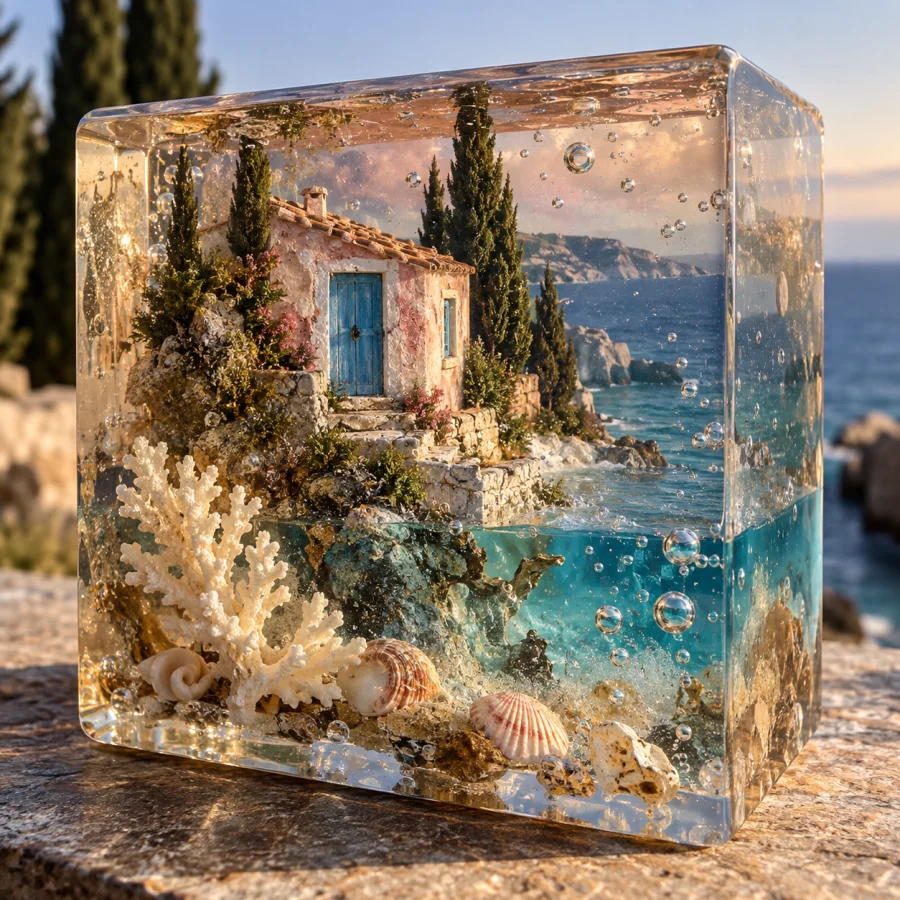 Cast-Resin Inclusion Art: Objects suspended within transparent layers